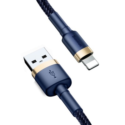 Kabel przewód Cafule USB-A - iPhone Lightning 2.4A QC 3.0 1m - niebiesko-zł