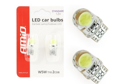 Żarówki LED STANDARD White W5W T10e COB 12V AMIO