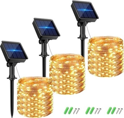 3X SOLARNY ŁAŃCUCH ŚWIETLNY Z 80 DIODAMI LED NA ZEWNĄTRZ KOLPOP