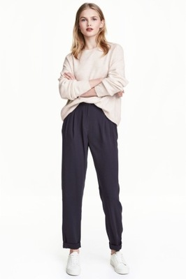 H&M SPODNIE PROSTE GRANATOWE CASUAL 40 1VBF