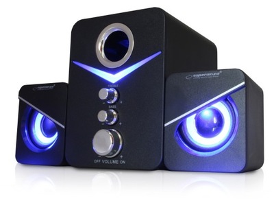 GŁOŚNIKI KOMPUTEROWE 2.1 PODŚWIETLENIE LED USB 6W