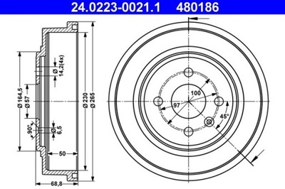 2X БАРАБАН ТОРМОЗНОЙ OPEL ЗАД ASTRA/COMBO 1,3-1,7 CDTI 99- 24.0223-0021.1