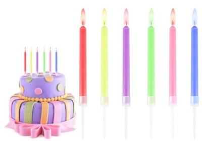 Świeczki urodzinowe na tort z KOLOROWYMI PŁOMIENIAMI Candles 6cm 6szt