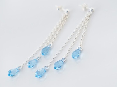 Błękitne KROPLE AQUAMARINE NA ŁAŃCUSZKU SWAROVSKI