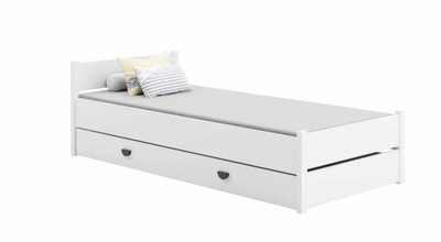 Łóżko młodzieżowe BASIC 90x200 - pojedyńcze - szuflada - materac - biały