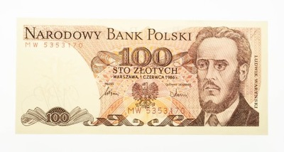 100 ZŁOTYCH 1.06.1986, seria MW st.1