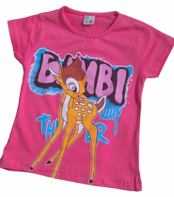 Różowa Koszulka bluzka krótki rękaw T-shirt Bambi 128