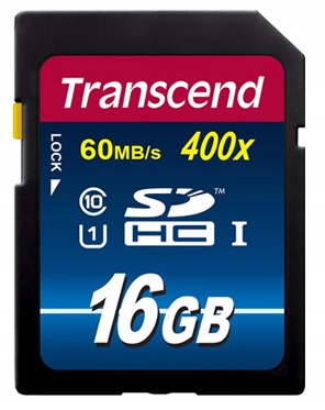TRANSCEND 16 GB SD SDHC Class 10 400x 60MBs PREMIU