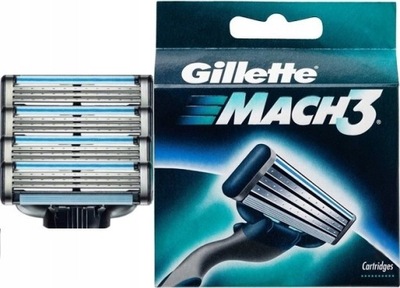 Gillette Mach3 Ostrza Wkłady Oryginalne 4 Sztuk