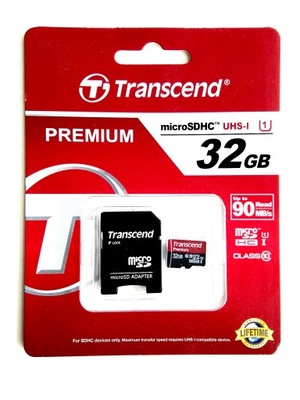 TRANSCEND 32 GB micro SD HC CL10 UHS Premium 90MBs