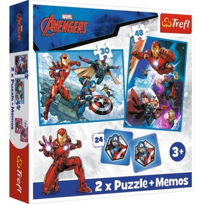 PUZZLE 2 W 1 + MEMOS BOHATEROWIE W AKCJI TREFL