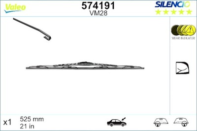 VALEO SVIRTIS VALYTUVAI ŠARNYRINIAI PRIEK. 1SZT. VM28 SILENCIO 525MM 