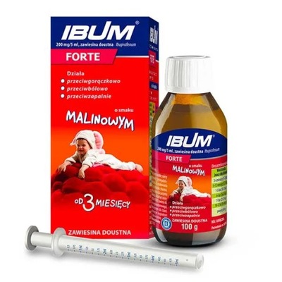 IBUM Forte dla dzieci 3m+ malina ból gorączka 100g