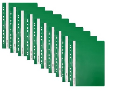 Skoroszyt A4 TWARDY PVC wpinany 10 sztuk zielony