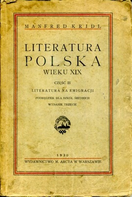 Kridt Literatura polska wieku XIX (1930)