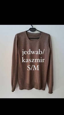 Sweter brązowy jedwab/kaszmir S/M
