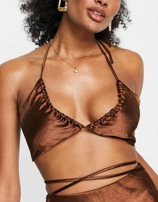 TOPSHOP TOP BRALET WIĄZANIE POŁYSK KZB XXH__XS