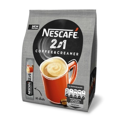 NESCAFE 2IN1 COFFEE & CREAMER ROZPUSZCZALNY NAPÓJ KAWOWY SASZETKI 10 x 8G
