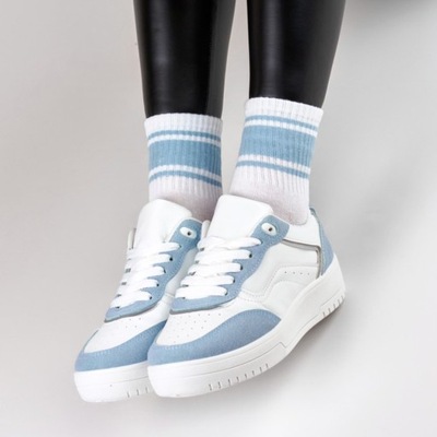 Biało-niebieskie sportowe buty damskie