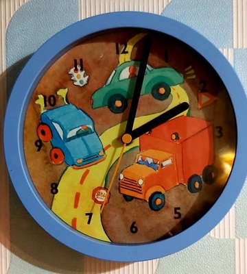 Zegar ścienny pojazdy samochody auta dziecięcy