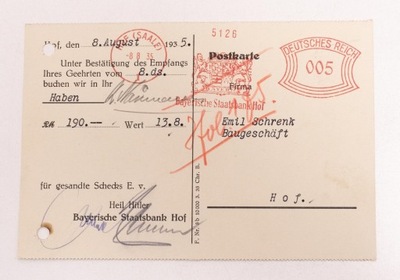 STARY NIEMIECKI LIST BAYERISCHE STAATSBANK 1935