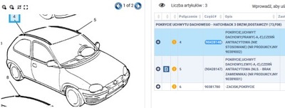 BRIDA DE TECHO DERECHA OPEL CORSA B 3D CON 90428148  