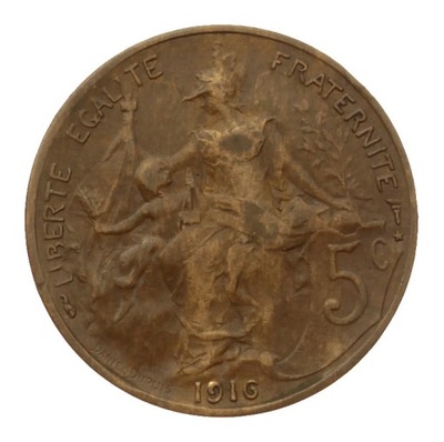 [M11886] Francja 5 centimes 1916
