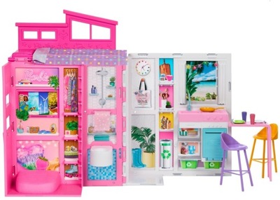 BARBIE Przytulny domek dla lalek Barbie + akcesoria HRJ76