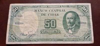 BANKNOT CHILE 50 PESOS 1960/61 ROK