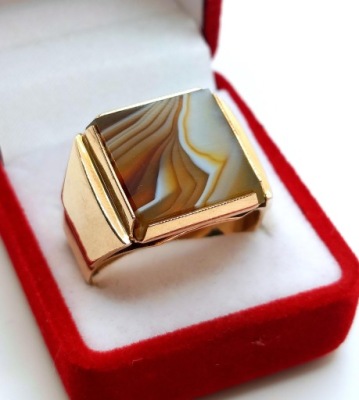 Złoty sygnet męski z Agatem PR.583 W:16,12gr R.25 InterSKLEP