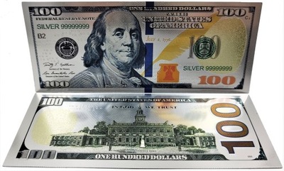 Piękny Srebrny Banknot Kolekcjonerski 100 Dollar