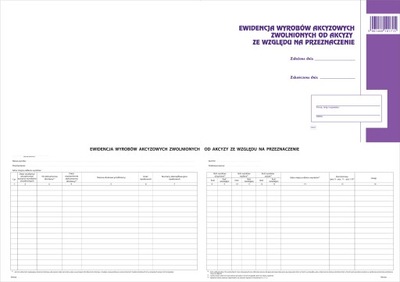 Ewidencja wyrobów akcyzowych zwolnionych od akcyzy