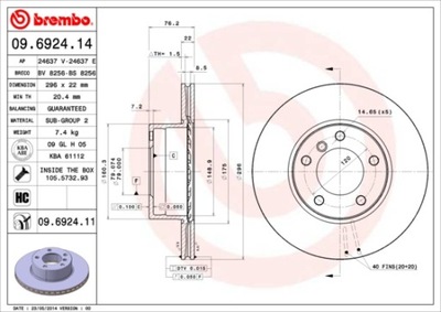 DISKAI STABDŽIŲ PRIEK. BREMBO 09.6924.11 09692411 