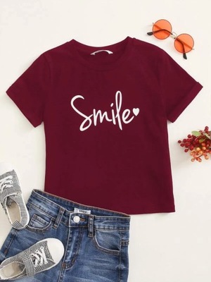 SHEIN BAWEŁNIANY T-SHIRT NADRUK SMILE 7Y 317