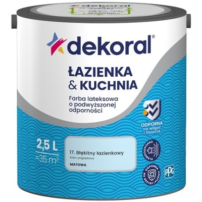 DEKORAL ŁAZIENKA KUCHNIA błękitny łazienkowy 2,5L