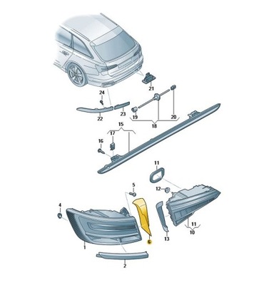 PROTECCIÓN TRASERO LUZ ZEW. DERECHA AUDI A6 C8  