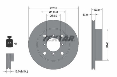 DISKAI STABDŽIŲ TEXTAR 92069000 SUBARU JUSTY II , SUZUKI SWIFT II 