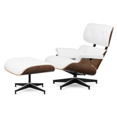 Fotel Lucera z podnóżkiem insp. Lounge Chair Biała