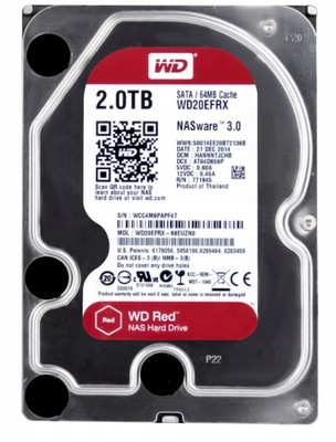 DYSK WD RED 2TB SATA3 5400RPM 6G 3,5" WD20EFRX