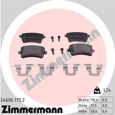 ZIMMERMANN JUEGO ZAPATAS HAMULCOWYCH, FRENOS TARCZOWE 24606.175.2  