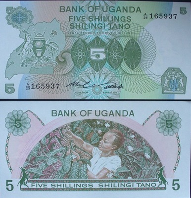 Banknot 5 schilings 1982 ( Uganda )