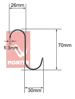 Zawieszki ,haki lakiernicze S - Fi3,0mm/100szt