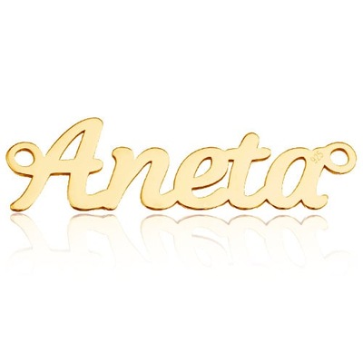 Łącznik Imię Aneta, srebro 925 pozłacane