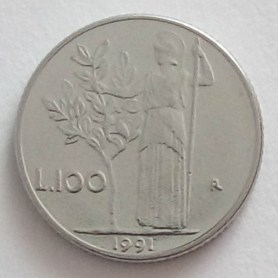 Włochy 100 lirów 1991 Italia mennicze mennicza