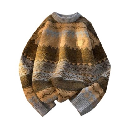Sweater For Men Striped Retro Winter Vintag
