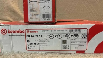 BREMBO 08.A759.11 ДИСКИ ДИСКОВЫЕ ТОРМОЗНОЕ + КОЛОДКИ BREMBO P85099 фото