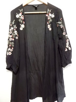 KARDIGAN NARZUTKA KIMONO CZARNA HAFT KWIATY NEW LOOK 38 M