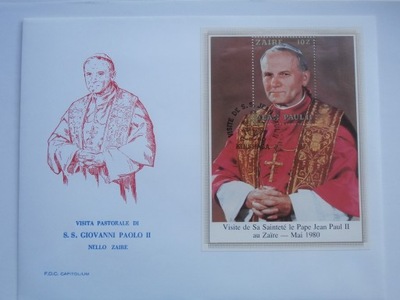 Zair - podróż Papieża J. Pawła II - Mi.bl.35 FDC