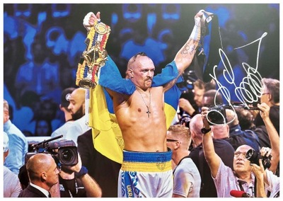 OLEKSANDR USYK plakat A3 boks oryginalny AUTOGRAF