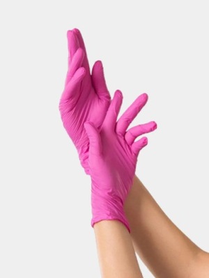 Rękawiczki jednorazowe nitrylowe RÓŻOWE M